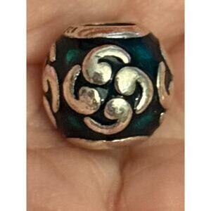 Pandora 925 ALE Green Enamel Charm Sterling Silver